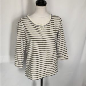 Karen Scott black & white striped long sleeve top